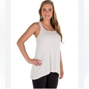 Noble Outfitters L Ivory White Lace Up Tunic Tank Top